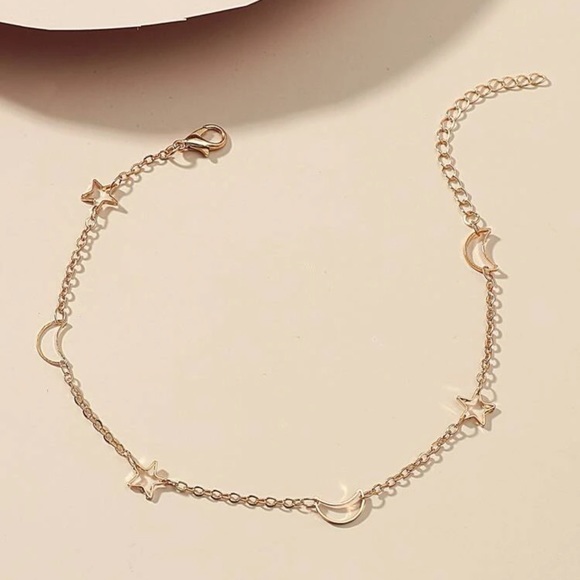 Star Moon Anklet Golden Chain - Picture 3 of 6